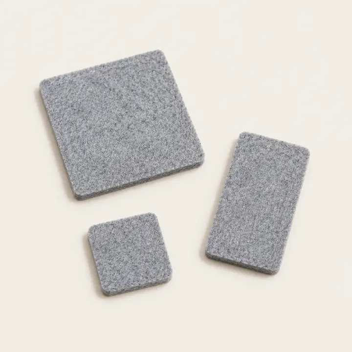 Square and rectangular gray Feltease furniture felt pads